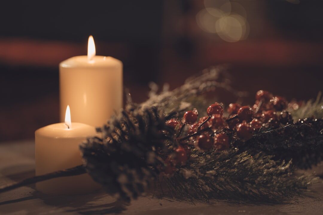 Cozy Danish Christmas decorations with lit candles