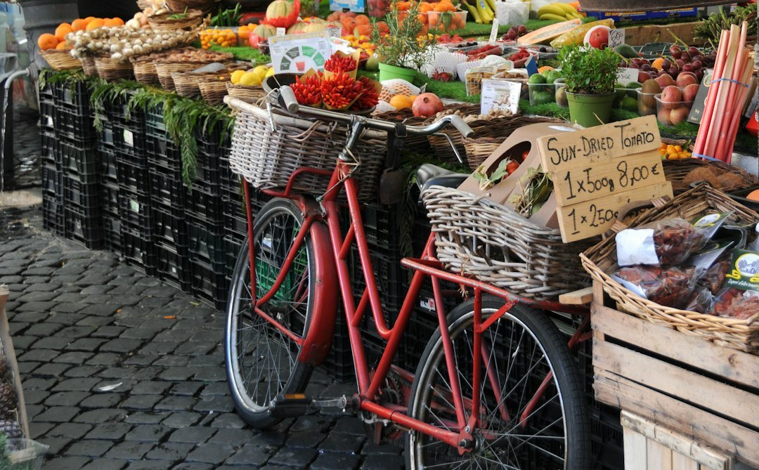Local Danish market stall with fresh produce